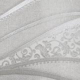 8562-10 Textured Wave lines silver gray off white cream Metallic Wallpaper damask