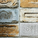 5678-02 Orange gray textured faux vintage concrete stone brick 3D Wallpaper