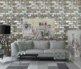 5522-01 Vinyl Wallpaper textured brown gray white rustic realistic faux brick