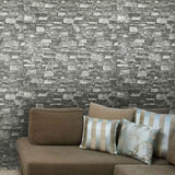 5547-10 Wallpaper textured grey modern faux realistic brick stone 3D